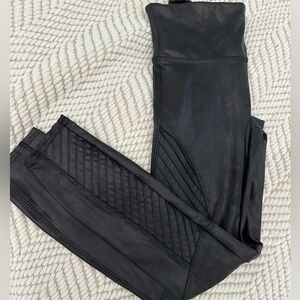 New Spanx Faux Leather Moto Leggings Small Petite Black
